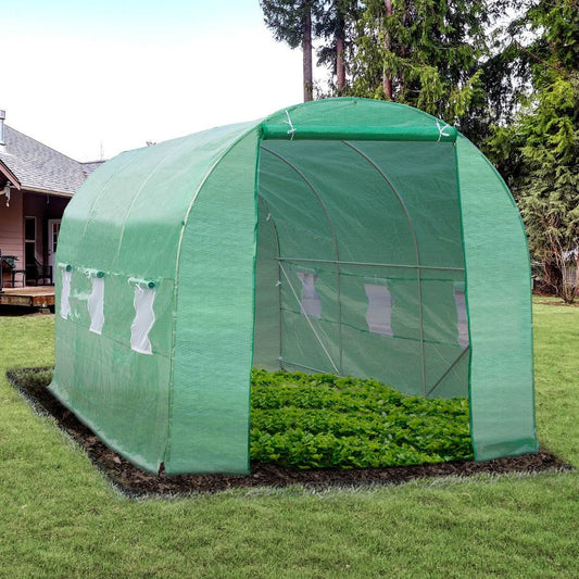 Outsunny 15x6.6x6.6ft Walk-In Greenhouse – Dome Tunnel Plant Seed Warm House for Outdoor Gardening - UrbanSprout