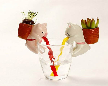 Animal Self Watering Plant Pot – Cute Ceramic Planters with Seeds & Soil for Easy Plant Growth - UrbanSprout
