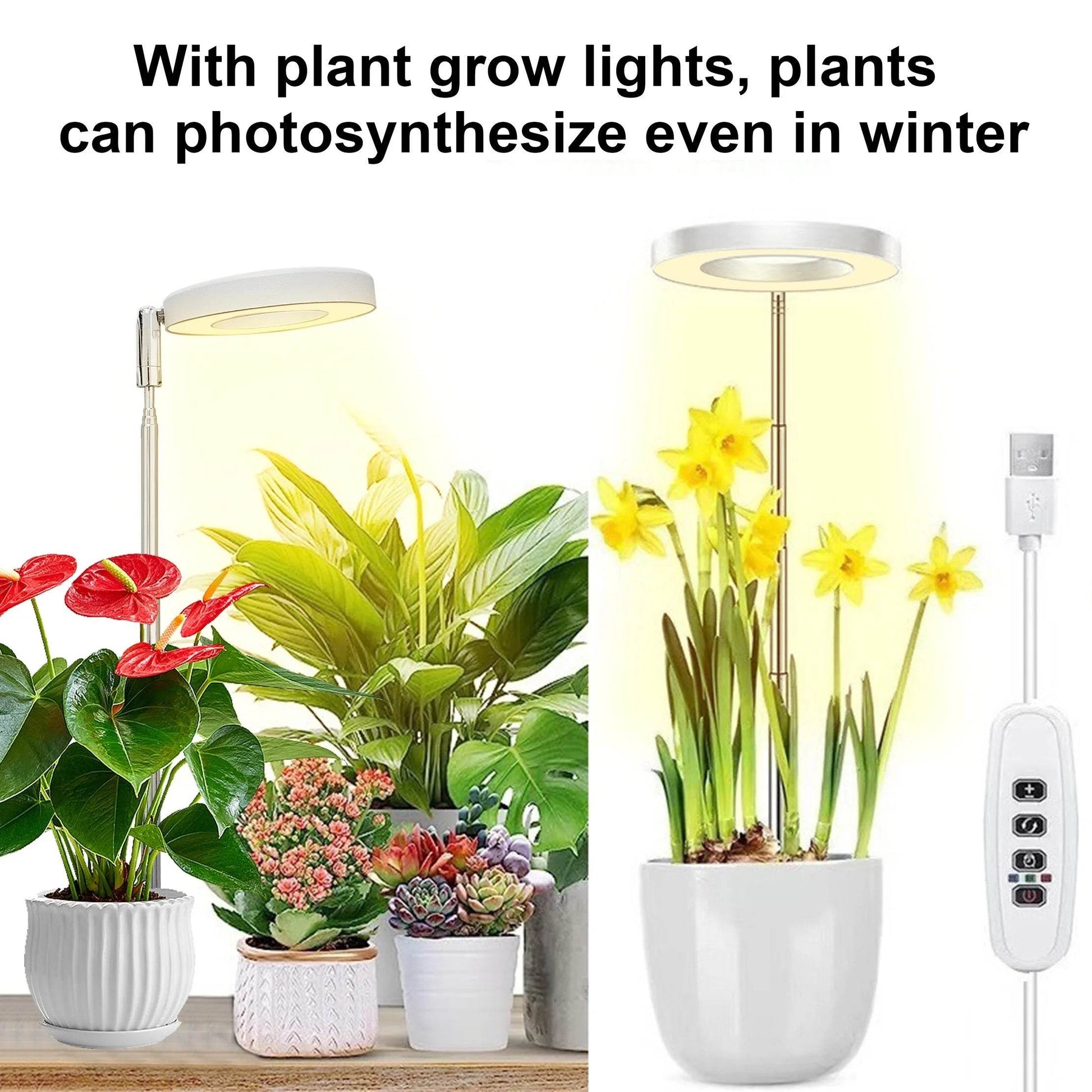 Full Spectrum LED Grow Light – Height & Angle Adjustable, USB Powered with Timer for Indoor Plants - UrbanSprout