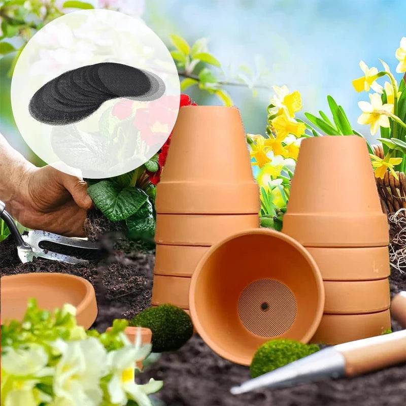 Pot Hole Mesh Pad Mat Grid with Round Drainage Hole Screen - Prevent Soil Loss & Improve Drainage for Bonsai, Flowers, and Plants - UrbanSprout