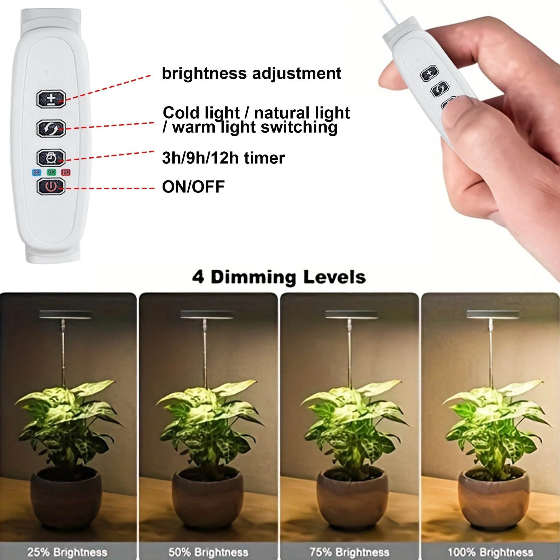 Full Spectrum LED Grow Light – Height & Angle Adjustable, USB Powered with Timer for Indoor Plants - UrbanSprout