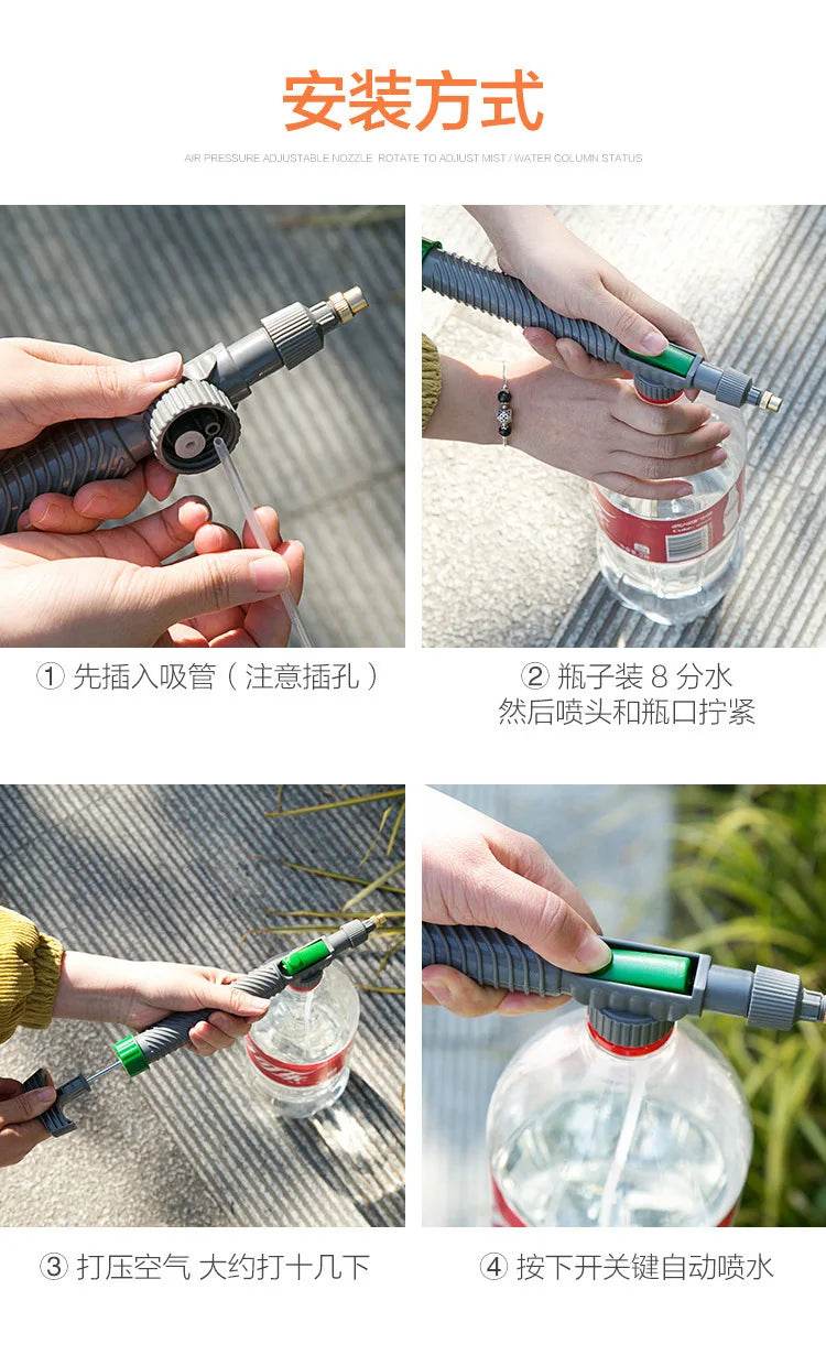 High-Pressure Manual Garden Sprayer Nozzle – Adjustable Bottle Spray Head for Plant Watering & Agricultural Use - UrbanSprout