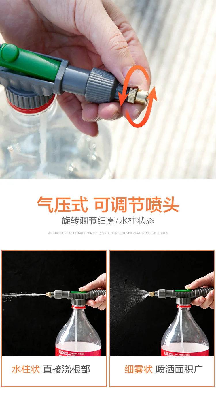 High-Pressure Manual Garden Sprayer Nozzle – Adjustable Bottle Spray Head for Plant Watering & Agricultural Use - UrbanSprout