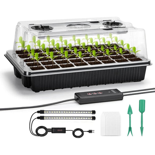 1 Set, Seed Starter Trays With 2 Long Strip Grow Lights, 40 Cells Seed Starter Kit With Humidity Dome, Seedling Starter Trays Fo - UrbanSprout
