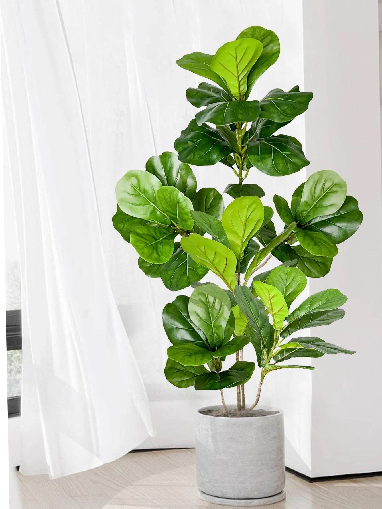 Large Artificial Ficus Tree (70–135cm) – Lifelike Rubber Plant with Fiddle Leaf for Indoor & Outdoor Home Garden Decor - UrbanSprout