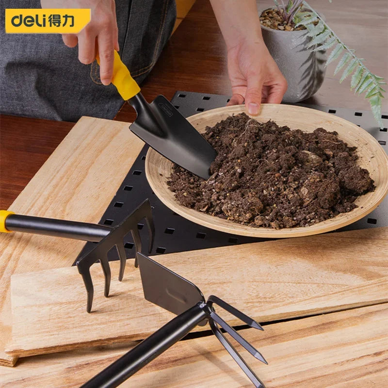 Deli Gardening Tool Sets Shovel Hoe Harrow 1/3/4 Pcs with PP Coated Handle,Garden Lawn Farmland Transplant Gardening Bonsai Tool