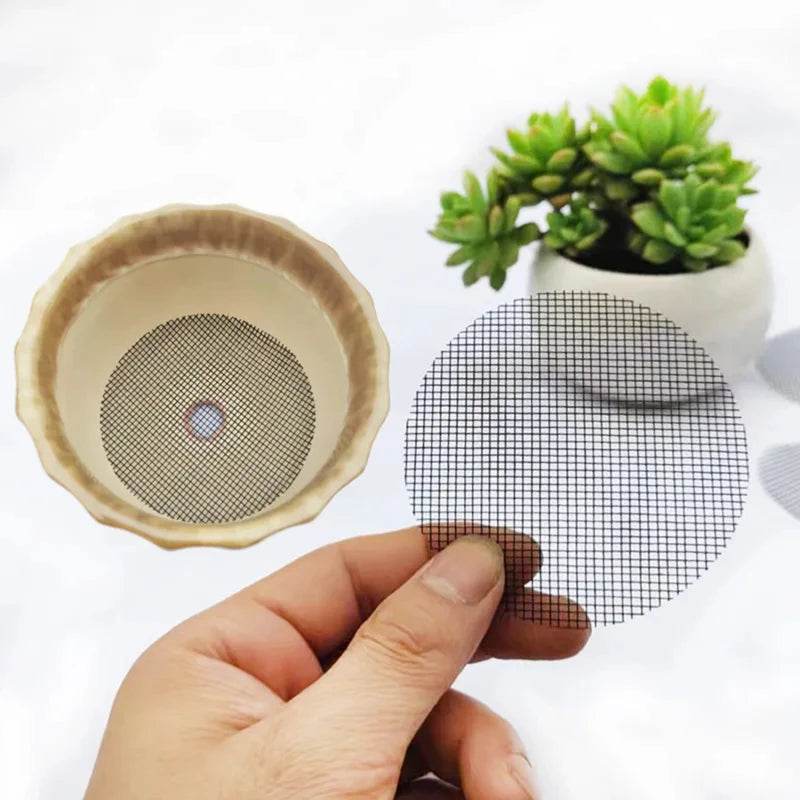 Pot Hole Mesh Pad Mat Grid with Round Drainage Hole Screen - Prevent Soil Loss & Improve Drainage for Bonsai, Flowers, and Plants - UrbanSprout