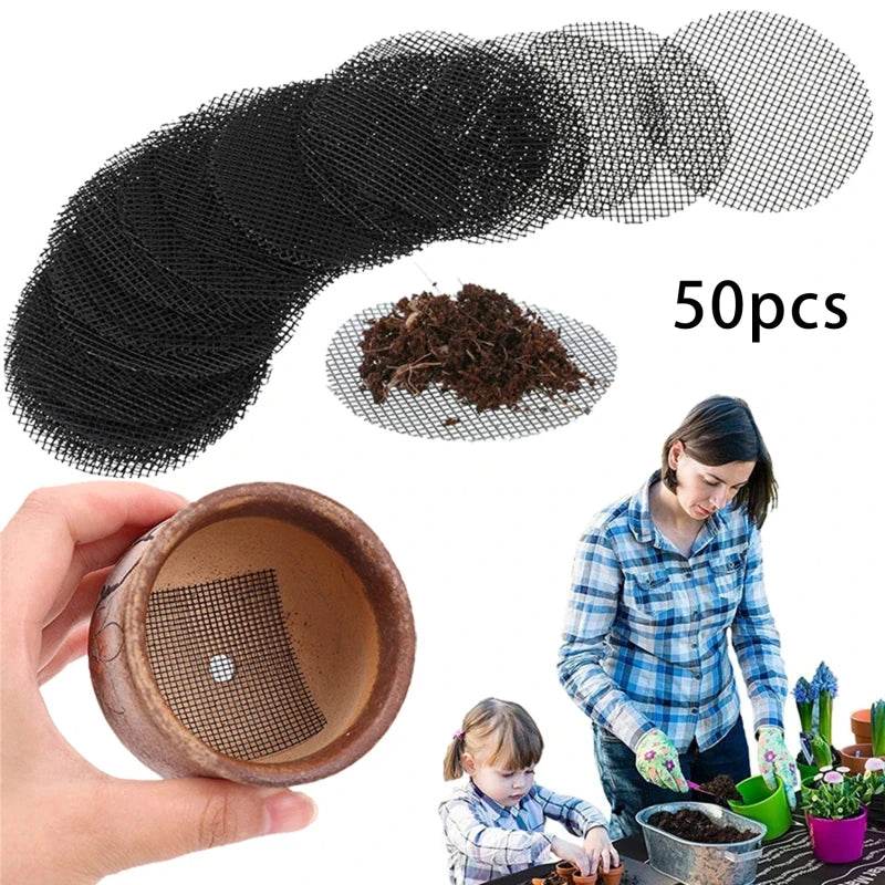 Pot Hole Mesh Pad Mat Grid with Round Drainage Hole Screen - Prevent Soil Loss & Improve Drainage for Bonsai, Flowers, and Plants - UrbanSprout