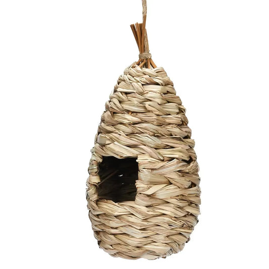 Handwoven Grass Nest Hibiscus Gourd Bird House – Natural & Eco-Friendly