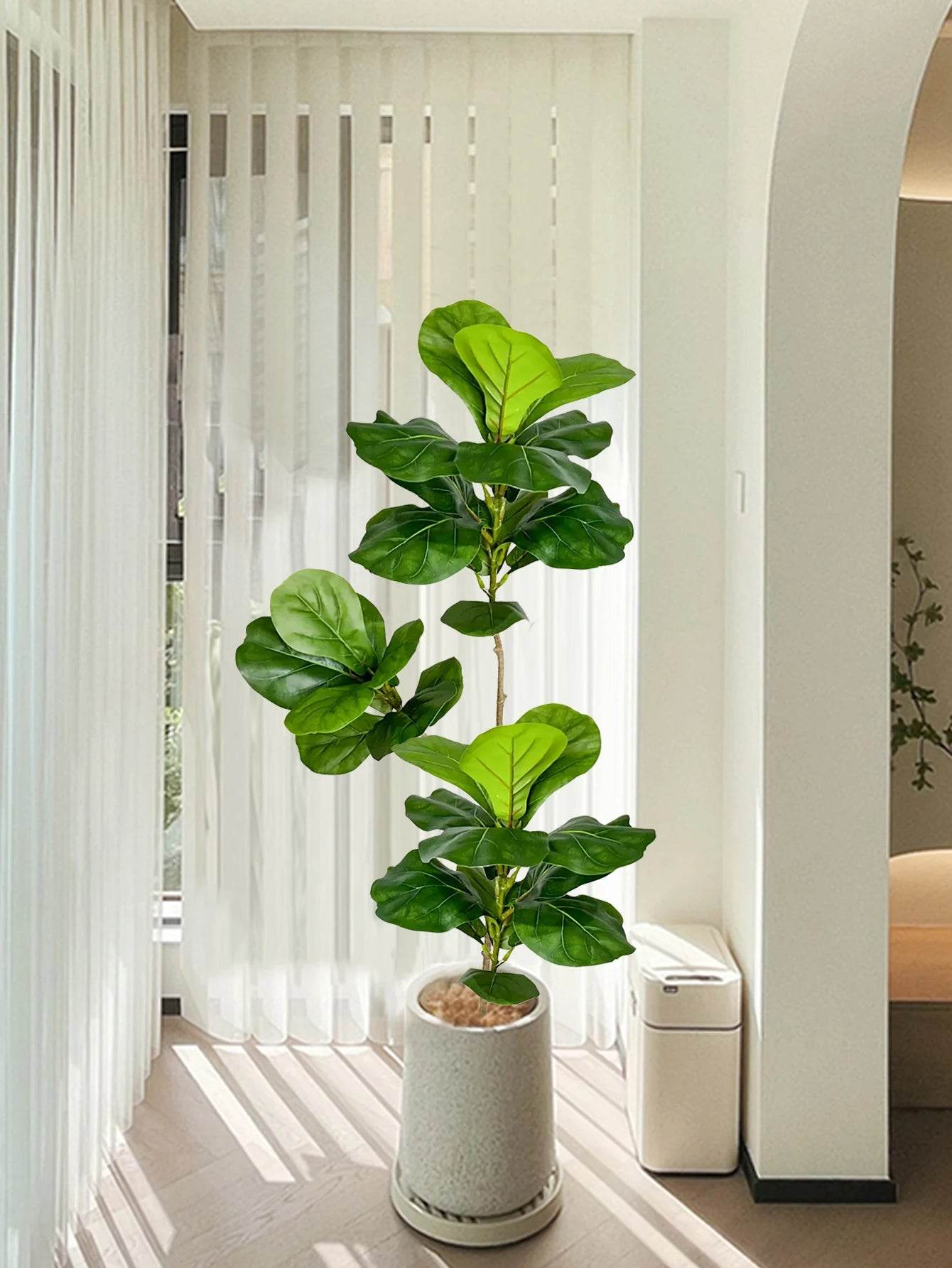 Large Artificial Ficus Tree (70–135cm) – Lifelike Rubber Plant with Fiddle Leaf for Indoor & Outdoor Home Garden Decor - UrbanSprout