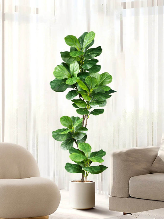 Large Artificial Ficus Tree (70–135cm) – Lifelike Rubber Plant with Fiddle Leaf for Indoor & Outdoor Home Garden Decor - UrbanSprout