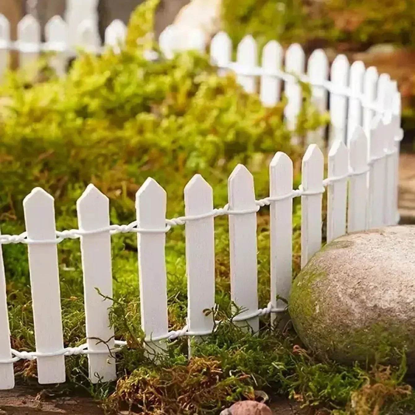 90cm Rectangular Fence Planter – Small Outdoor Succulent Garden Planter with Mini Wooden Fence for Decorative Gardening - UrbanSprout