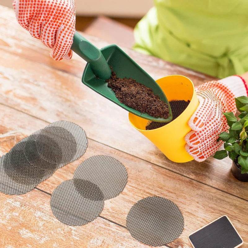 Pot Hole Mesh Pad Mat Grid with Round Drainage Hole Screen - Prevent Soil Loss & Improve Drainage for Bonsai, Flowers, and Plants - UrbanSprout