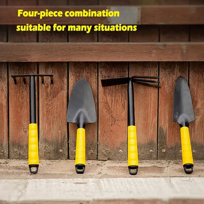 Deli Gardening Tool Sets Shovel Hoe Harrow 1/3/4 Pcs with PP Coated Handle,Garden Lawn Farmland Transplant Gardening Bonsai Tool
