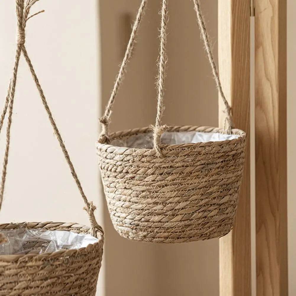 Handmade Woven Flower Basket – Strong Load-Bearing Hanging Planter for Indoor & Outdoor Garden, Storage, & Home Decor - UrbanSprout