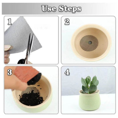 Pot Hole Mesh Pad Mat Grid with Round Drainage Hole Screen - Prevent Soil Loss & Improve Drainage for Bonsai, Flowers, and Plants - UrbanSprout