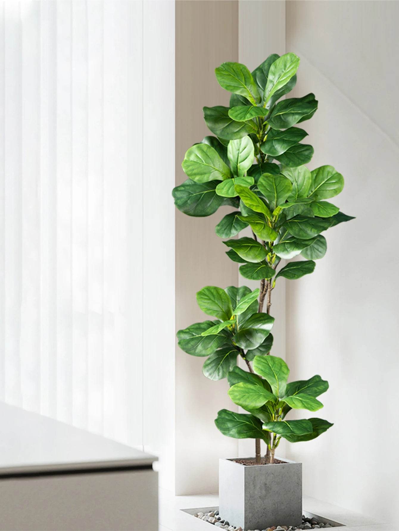 Large Artificial Ficus Tree (70–135cm) – Lifelike Rubber Plant with Fiddle Leaf for Indoor & Outdoor Home Garden Decor - UrbanSprout