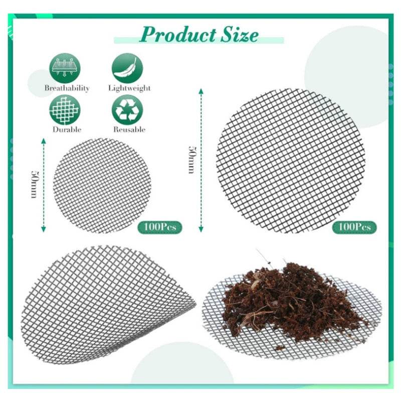 Pot Hole Mesh Pad Mat Grid with Round Drainage Hole Screen - Prevent Soil Loss & Improve Drainage for Bonsai, Flowers, and Plants - UrbanSprout