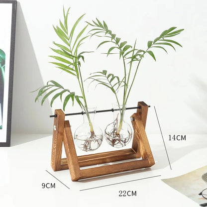Glass Bulb Planter Wooden Stand