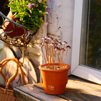 Metal Mushroom Garden Pot Ornament