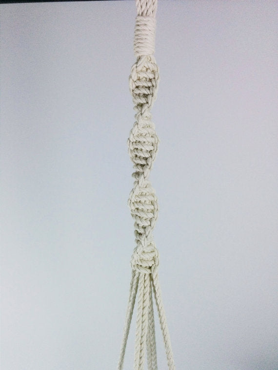Handcrafted Macrame Plant Hanger – Natural Cotton Rope with Copper Accents – 54” Indoor Hanging Planter for Pots Up to 9”
