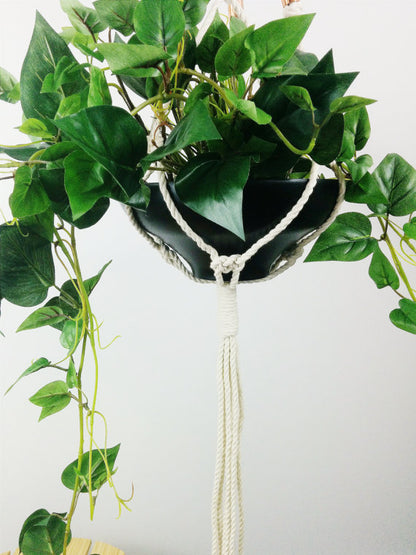 Handcrafted Macrame Plant Hanger – Natural Cotton Rope with Copper Accents – 54” Indoor Hanging Planter for Pots Up to 9”